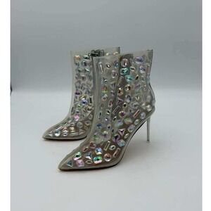Steve Madden Instinct Rhinestone Clear Booties - Size 6.5 - NWT